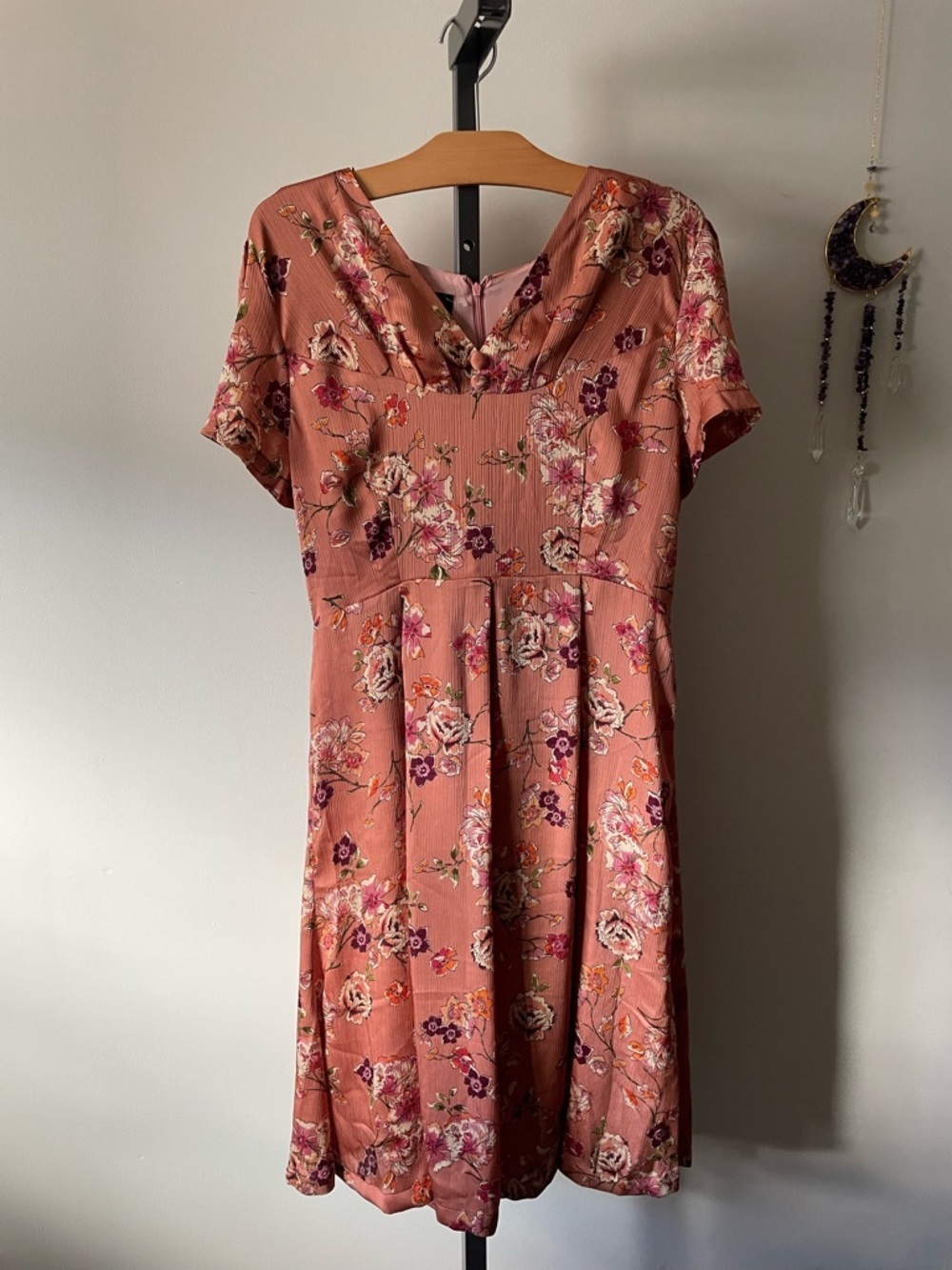 Elise Design Vintage Inspired Floral Tea Dress Midi Cottagecore Terracotta